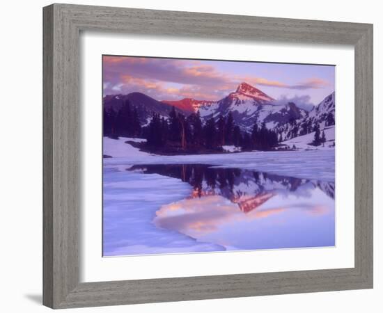 Mount Dana at Sunset Reflecting in Partially Frozen Lake, Sierra Nevada Mountains, California, USA-Christopher Talbot Frank-Framed Photographic Print