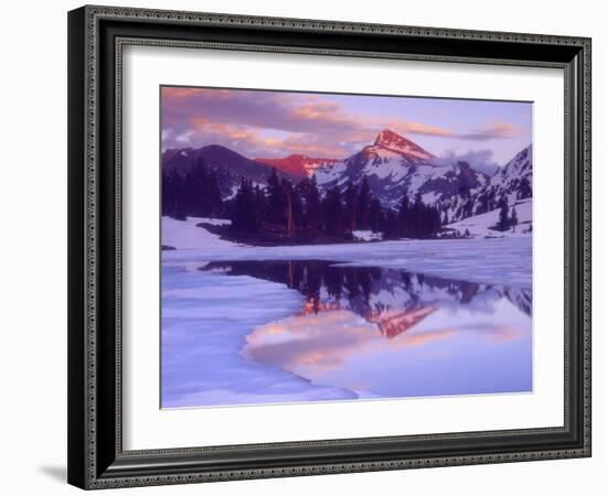 Mount Dana at Sunset Reflecting in Partially Frozen Lake, Sierra Nevada Mountains, California, USA-Christopher Talbot Frank-Framed Photographic Print