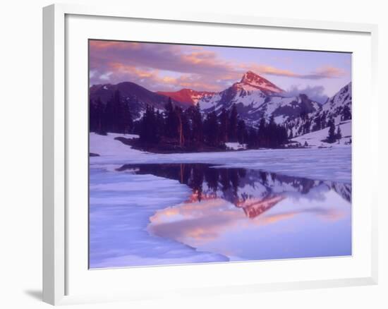 Mount Dana at Sunset Reflecting in Partially Frozen Lake, Sierra Nevada Mountains, California, USA-Christopher Talbot Frank-Framed Photographic Print