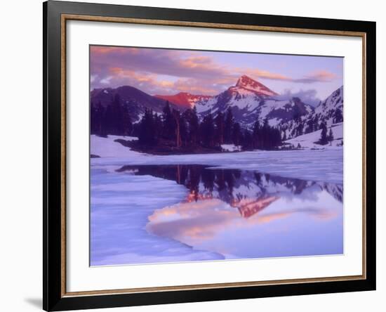 Mount Dana at Sunset Reflecting in Partially Frozen Lake, Sierra Nevada Mountains, California, USA-Christopher Talbot Frank-Framed Photographic Print