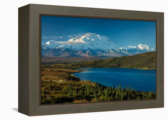 Mount Denali, previously known as McKinley from Wonder Lake, Denali National Park, Alaska-null-Framed Premier Image Canvas