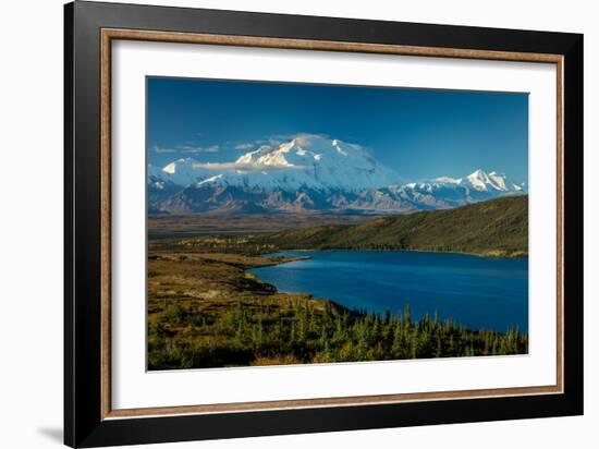 Mount Denali, previously known as McKinley from Wonder Lake, Denali National Park, Alaska-null-Framed Photographic Print