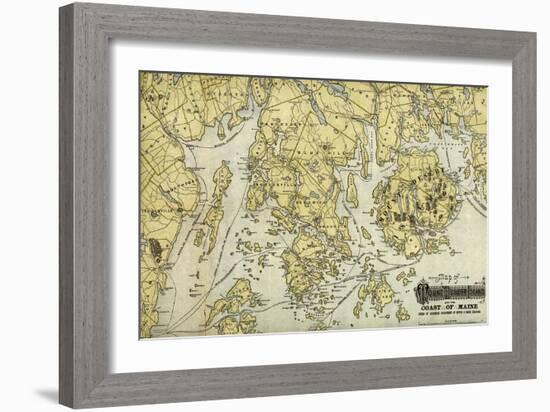 Mount Desert Island and Coast of Maine - Panoramic Map-Lantern Press-Framed Art Print