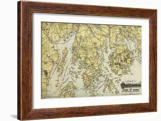 Mount Desert Island and Coast of Maine - Panoramic Map-Lantern Press-Framed Art Print