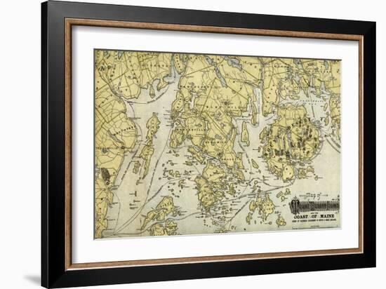 Mount Desert Island and Coast of Maine - Panoramic Map-Lantern Press-Framed Art Print