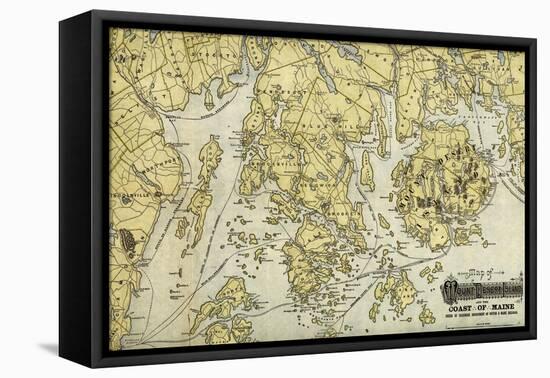 Mount Desert Island and Coast of Maine - Panoramic Map-Lantern Press-Framed Stretched Canvas