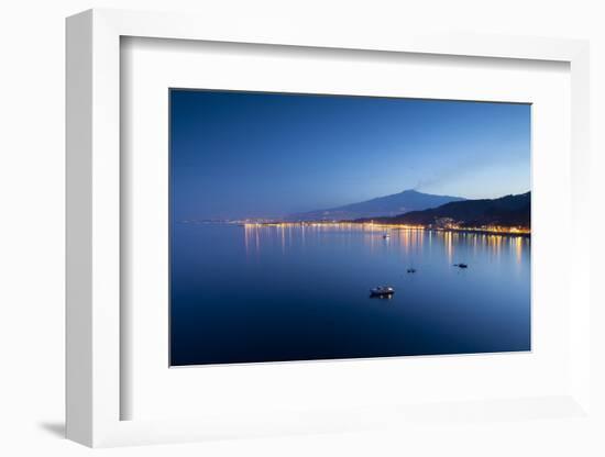 Mount Etna and Giardini Naxos at Dusk, Sicily, Italy, Mediterranean, Europe-John-Framed Photographic Print