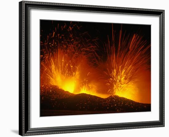 Mount Etna Erupting at Night-null-Framed Photographic Print