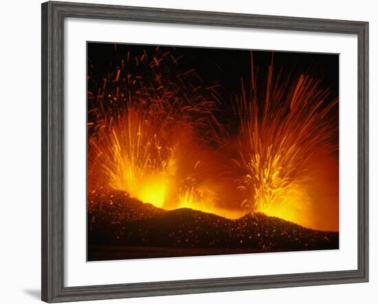 Mount Etna Erupting at Night-null-Framed Photographic Print