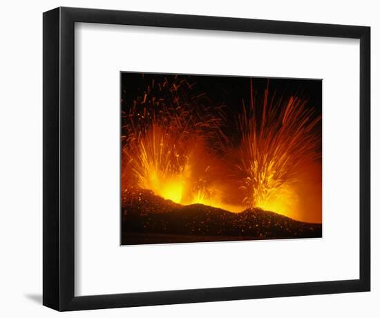 Mount Etna Erupting at Night-null-Framed Photographic Print