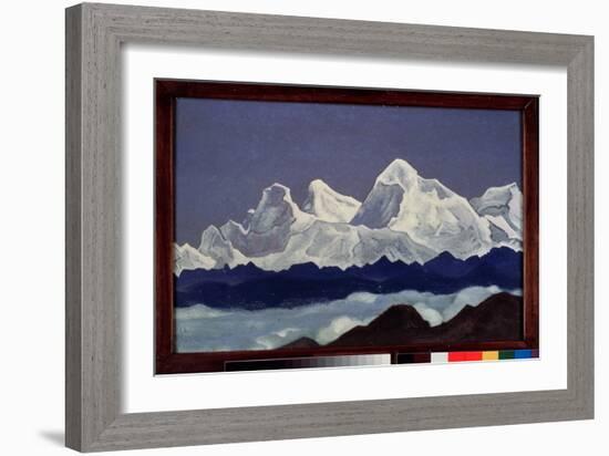 Mount Everest (Chomolungma) in Himalayas (Tibet), 1931 (Tempera on Canvas)-Nicholas Roerich-Framed Giclee Print