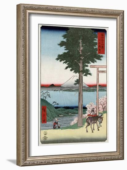 Mount Fuji across Yedo Bay Seen from Rokusozan, Japanese Wood-Cut Print-Lantern Press-Framed Art Print
