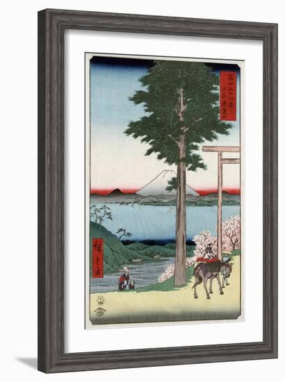 Mount Fuji across Yedo Bay Seen from Rokusozan, Japanese Wood-Cut Print-Lantern Press-Framed Art Print