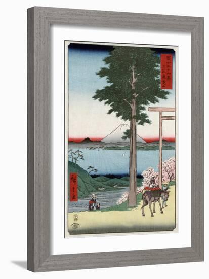 Mount Fuji across Yedo Bay Seen from Rokusozan, Japanese Wood-Cut Print-Lantern Press-Framed Art Print