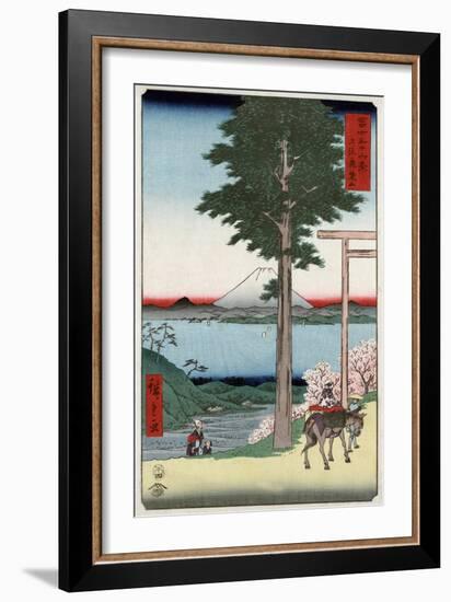 Mount Fuji across Yedo Bay Seen from Rokusozan, Japanese Wood-Cut Print-Lantern Press-Framed Art Print