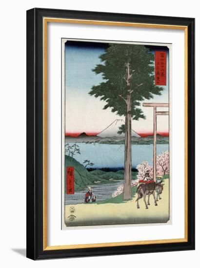 Mount Fuji across Yedo Bay Seen from Rokusozan, Japanese Wood-Cut Print-Lantern Press-Framed Art Print