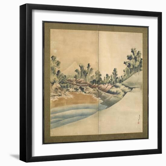 Mount Fuji and Enoshima, Edo Period, C.1825-Katsushika Hokusai-Framed Giclee Print
