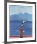 Mount Fuji and Flowers-David Hockney-Framed Art Print