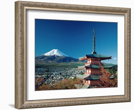 Mount Fuji and Pagoda, Hakone, Honshu, Japan-Steve Vidler-Framed Photographic Print