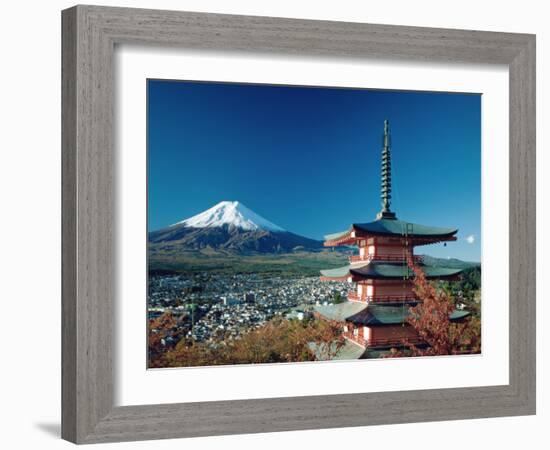 Mount Fuji and Pagoda, Hakone, Honshu, Japan-Steve Vidler-Framed Photographic Print