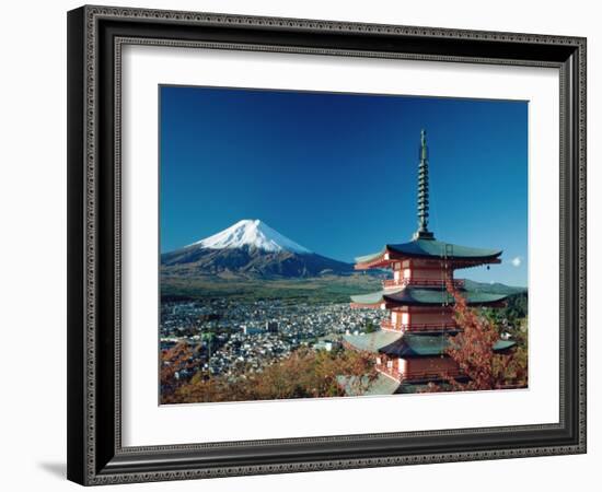 Mount Fuji and Pagoda, Hakone, Honshu, Japan-Steve Vidler-Framed Photographic Print