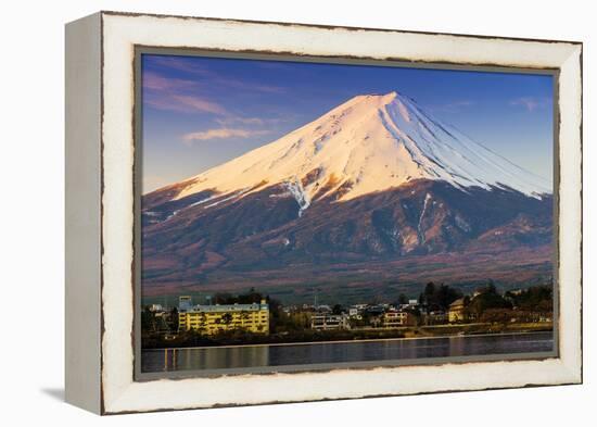 Mount Fuji at Sunrise as Seen from Lake Kawaguchi, Yamanashi Prefecture, Japan-Stefano Politi Markovina-Framed Premier Image Canvas