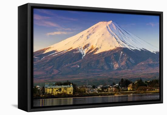 Mount Fuji at Sunrise as Seen from Lake Kawaguchi, Yamanashi Prefecture, Japan-Stefano Politi Markovina-Framed Premier Image Canvas