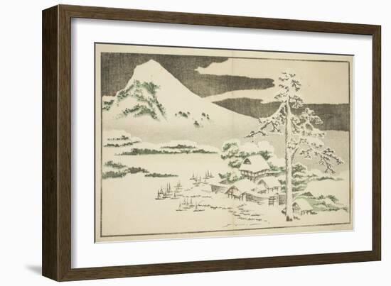 Mount Fuji in Winter, from the Picture Book of Realistic Paintings of Hokusai, C.1814-Katsushika Hokusai-Framed Giclee Print