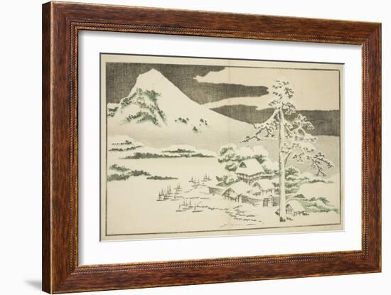 Mount Fuji in Winter, from the Picture Book of Realistic Paintings of Hokusai, C.1814-Katsushika Hokusai-Framed Giclee Print