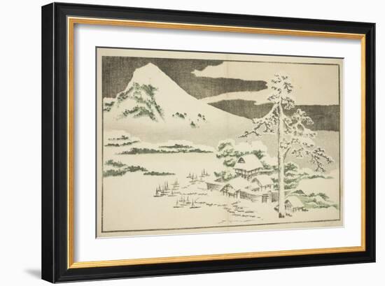 Mount Fuji in Winter, from the Picture Book of Realistic Paintings of Hokusai, C.1814-Katsushika Hokusai-Framed Giclee Print