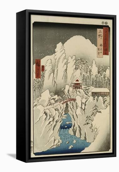 Mount Haruna in Snow, Ueno Province-Ando Hiroshige-Framed Premier Image Canvas