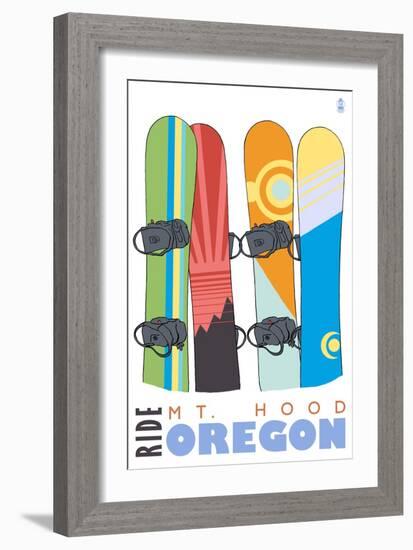 Mount Hood, Oregon, Snowboards in the Snow-Lantern Press-Framed Art Print