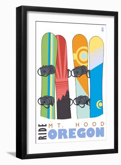 Mount Hood, Oregon, Snowboards in the Snow-Lantern Press-Framed Art Print