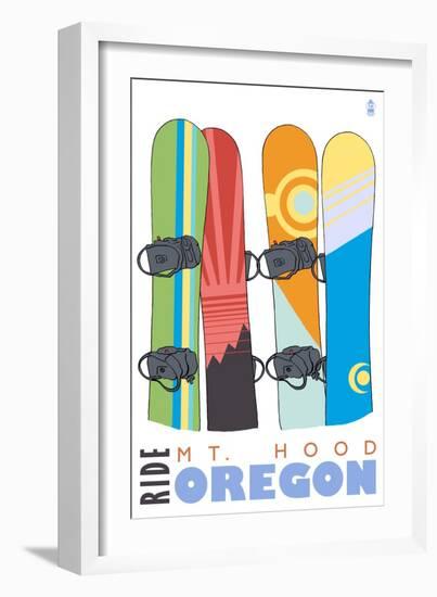 Mount Hood, Oregon, Snowboards in the Snow-Lantern Press-Framed Art Print