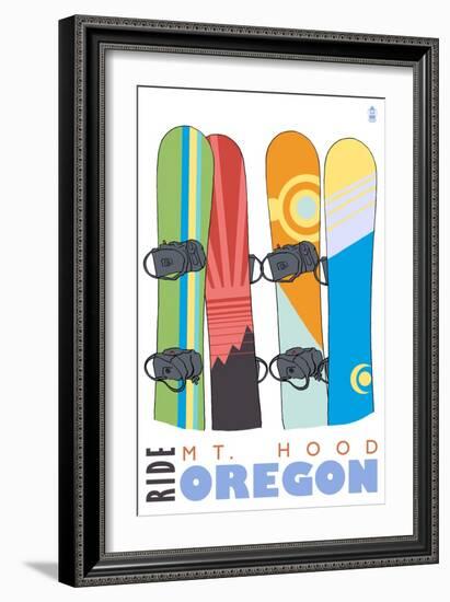 Mount Hood, Oregon, Snowboards in the Snow-Lantern Press-Framed Art Print