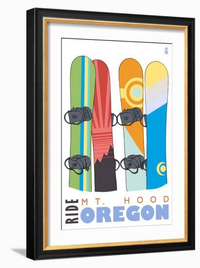 Mount Hood, Oregon, Snowboards in the Snow-Lantern Press-Framed Art Print