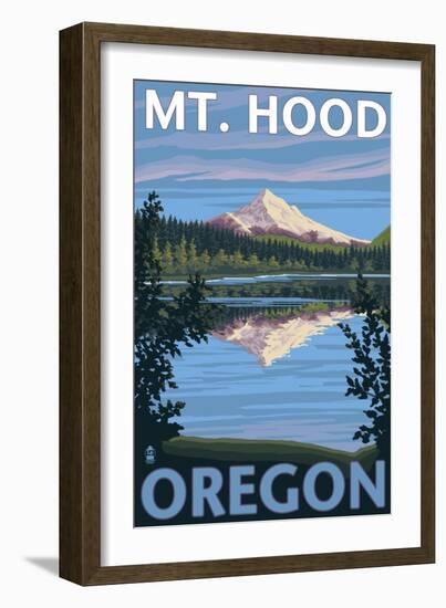 Mount Hood, Oregon, View of the Mountain from Lost Lake-Lantern Press-Framed Art Print