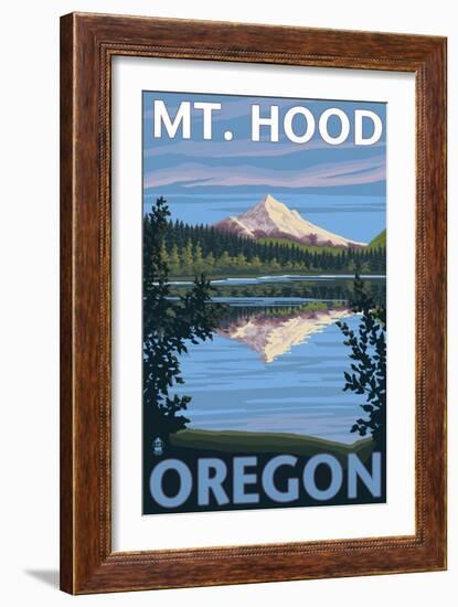 Mount Hood, Oregon, View of the Mountain from Lost Lake-Lantern Press-Framed Art Print