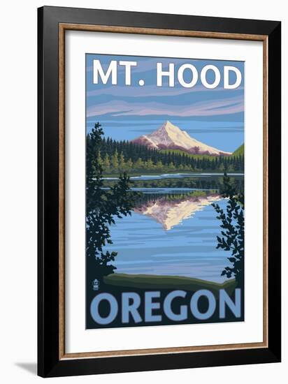 Mount Hood, Oregon, View of the Mountain from Lost Lake-Lantern Press-Framed Art Print