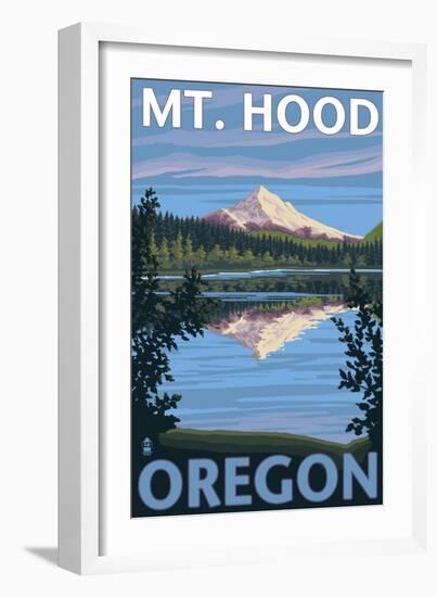 Mount Hood, Oregon, View of the Mountain from Lost Lake-Lantern Press-Framed Art Print