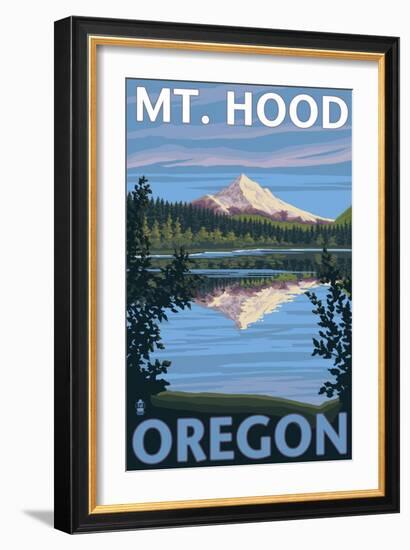 Mount Hood, Oregon, View of the Mountain from Lost Lake-Lantern Press-Framed Art Print