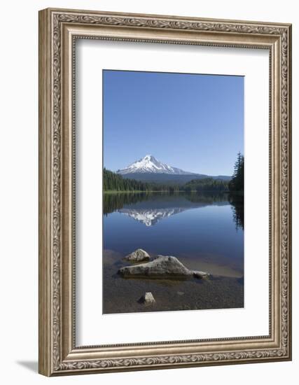 Mount Hood, part of the Cascade Range, perfectly reflected in the still waters of Trillium Lake, Or-Martin Child-Framed Photographic Print