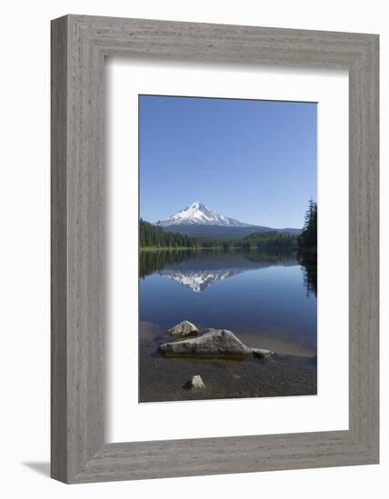 Mount Hood, part of the Cascade Range, perfectly reflected in the still waters of Trillium Lake, Or-Martin Child-Framed Photographic Print
