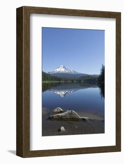 Mount Hood, part of the Cascade Range, perfectly reflected in the still waters of Trillium Lake, Or-Martin Child-Framed Photographic Print