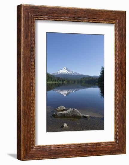 Mount Hood, part of the Cascade Range, perfectly reflected in the still waters of Trillium Lake, Or-Martin Child-Framed Photographic Print