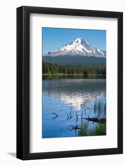 Mount Hood, part of the Cascade Range, perfectly reflected in the still waters of Trillium Lake, Or-Martin Child-Framed Photographic Print