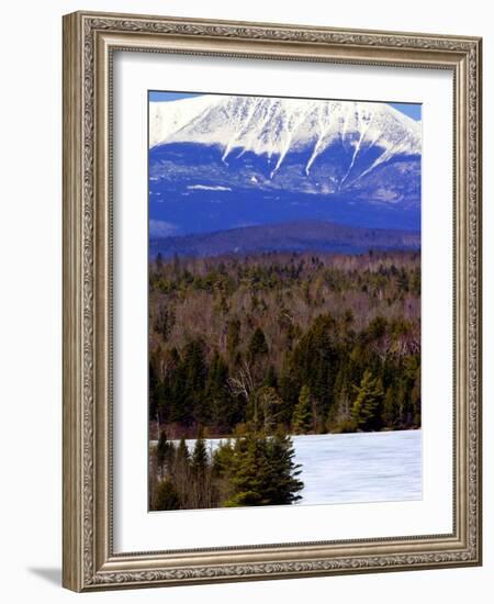 Mount Katahdin Looms in the Background Near Millinocket, Maine-Pat Wellenbach-Framed Photographic Print