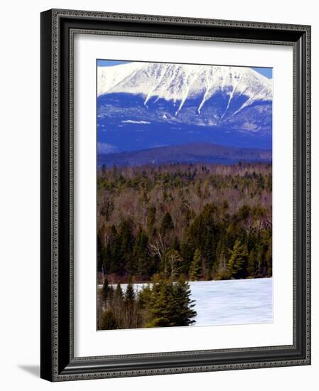 Mount Katahdin Looms in the Background Near Millinocket, Maine-Pat Wellenbach-Framed Photographic Print