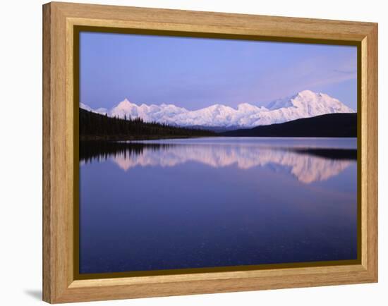 Mount Mckinley Reflection in Wonder Lake at Sunset, Denali National Park, Alaska, Usa-Gerry Reynolds-Framed Premier Image Canvas