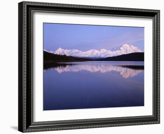 Mount Mckinley Reflection in Wonder Lake at Sunset, Denali National Park, Alaska, Usa-Gerry Reynolds-Framed Photographic Print